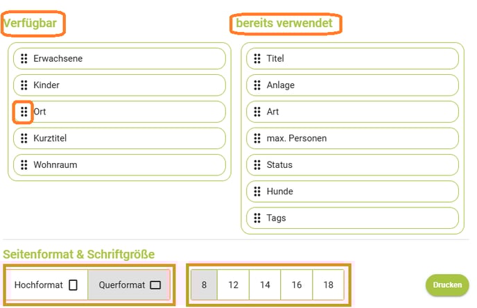 Unterkunft - Übersichtsliste drucken-PDF erstellen3