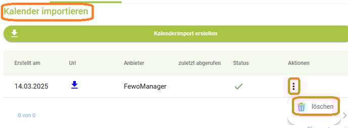 Unterkunft - iCal löschen2