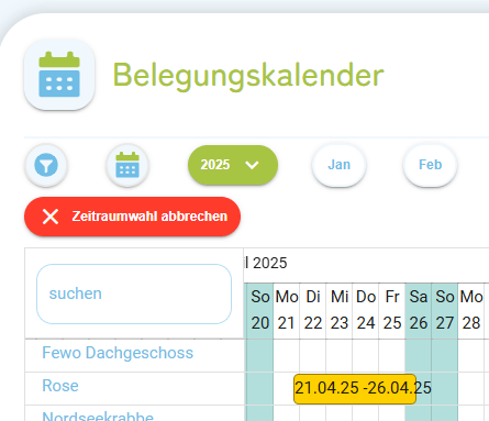 Belegungskalender - Blockierung erstellen1