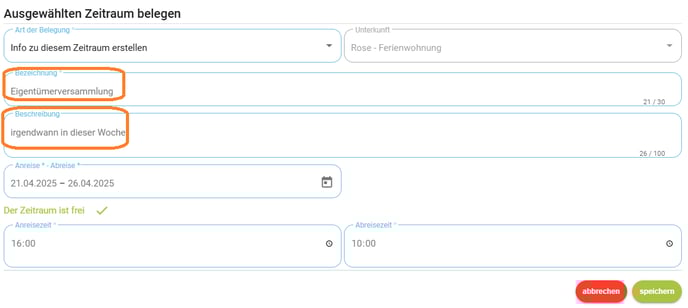 Belegungskalender - Informationen im Kalender hinterlegen2