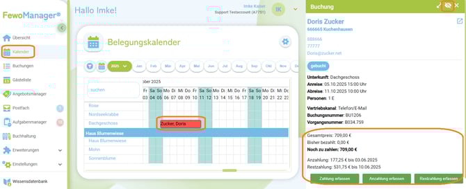Belegungskalender - Zahlung erfassen1