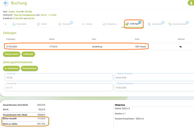 Belegungskalender - Zahlung erfassen5