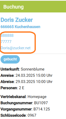 Buchung Reservierung Angebot - Schnellinfo im Detail9