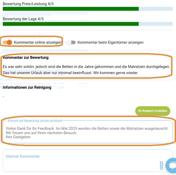 Bewertung bearbeiten und im Homepage Modul anzeigen5