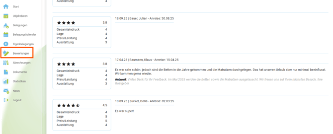 Bewertungen - bearbeiten und veröffentlichen10