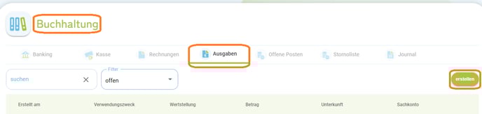 Buchhaltung - Ausgaben erstellen1