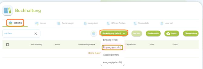Buchhaltung - Bankumsatz manuell einer Buchung zuordnen4