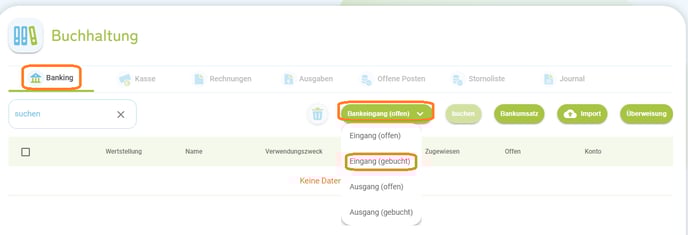 Buchhaltung - Bankumsatz manuell einer Buchung zuordnen4