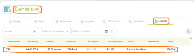 Buchhaltung - Bankumsatz manuell einer Buchung zuordnen6