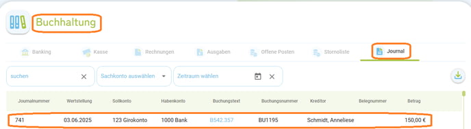 Buchhaltung - Bankumsatz manuell einer Buchung zuordnen6