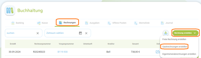 Buchhaltung - Gastrechnungen nach Abreise erstellen1