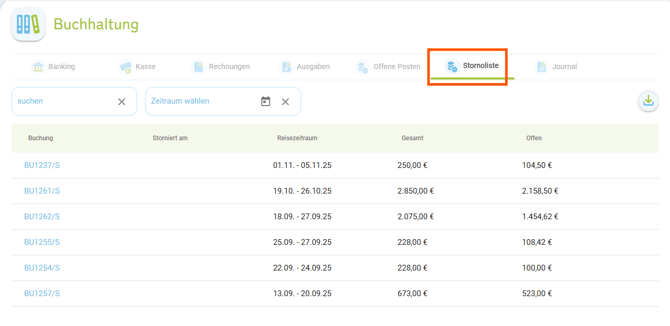 Buchhaltung - Stornoliste1