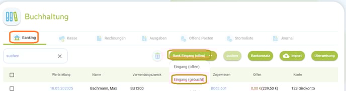 Buchhaltung - Zahlung Bankumsatz auf mehrere Buchungen aufteilen6