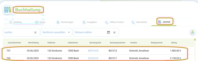Buchhaltung - Zahlung Bankumsatz auf mehrere Buchungen aufteilen8