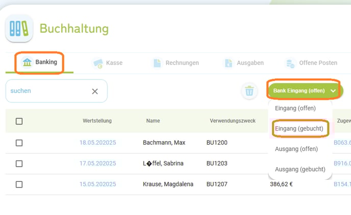 Buchhaltung - Zahlung Bankumsatz manuell erfassen6