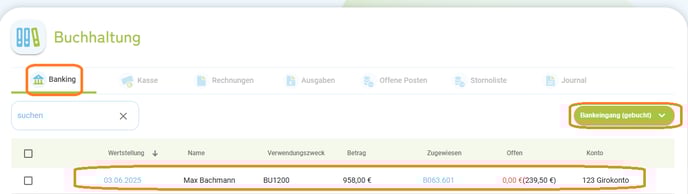 Buchhaltung - Zahlung Bankumsatz manuell erfassen7