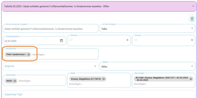 Aufgabe Dienstleistern zuordnen, bearbeiten, erledigen1