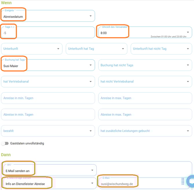 Buchung - Dienstleister zuordnen2