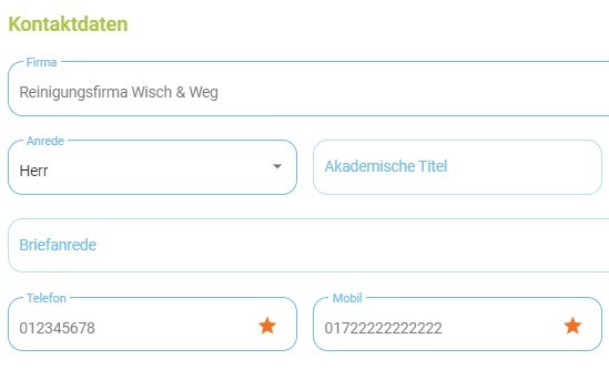 Kontaktdaten des Dienstleisters in der Übersichtsliste anzeigen2