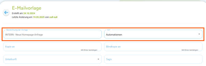 Benachrichtigung intern über neue Homepage-Anfrage1