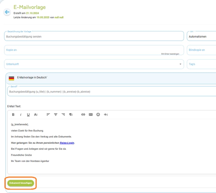 E-Mailvorlage - Anhang bereits in der Vorlage speichern