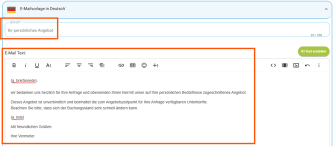 E-Mailvorlage - Kopiervorlage Angebot senden2
