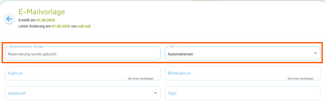 E-Mailvorlage - Kopiervorlage Benachrichtigung intern über Reservierungsbuchung1