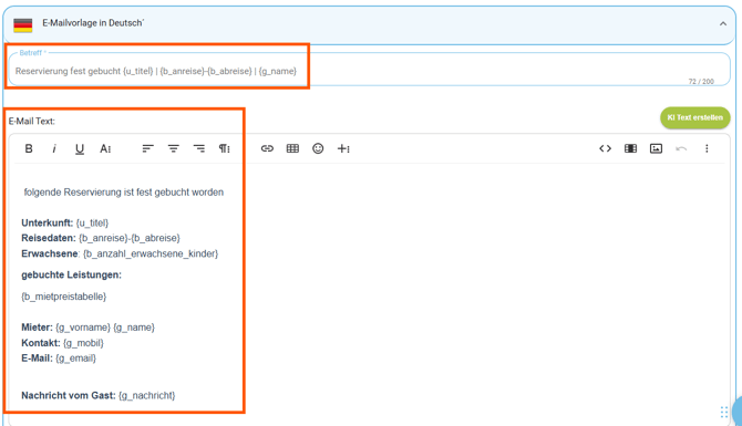 E-Mailvorlage - Kopiervorlage Benachrichtigung intern über Reservierungsbuchung2