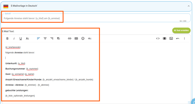 E-Mailvorlage - Kopiervorlage Dienstleister über nächste Anreise informieren2