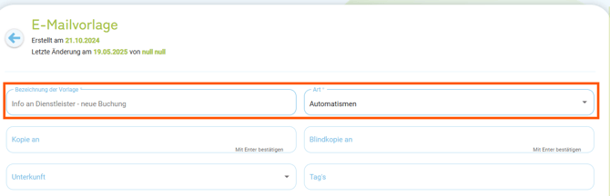 E-Mailvorlage - Kopiervorlage Dienstleister über neue Buchung informieren1