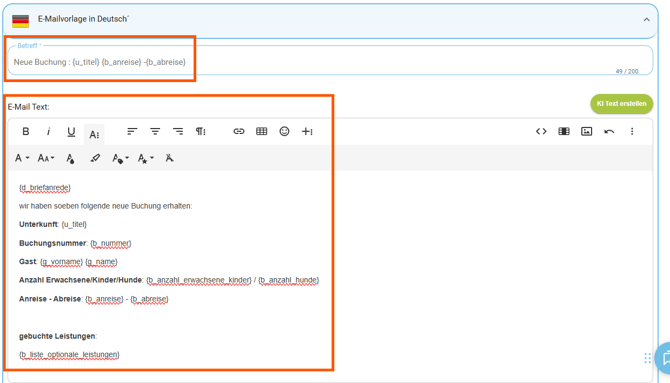 E-Mailvorlage - Kopiervorlage Dienstleister über neue Buchung informieren2