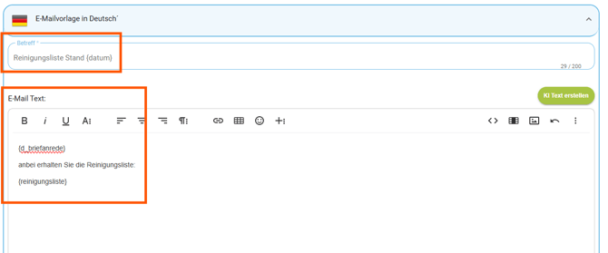 E-Mailvorlage - Kopiervorlage Reinigungsliste an Dienstleister3