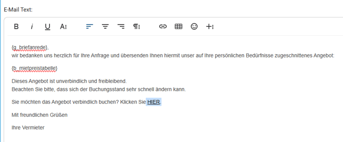 E-Mailvorlage - Kopiervorlage Vorlage mit Link zur Angebotsbuchung3