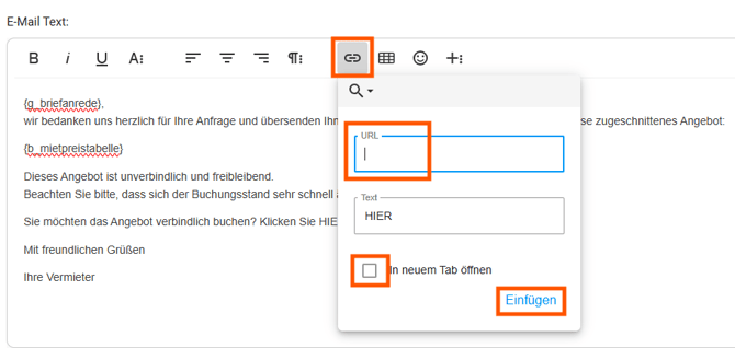 E-Mailvorlage - Kopiervorlage Vorlage mit Link zur Angebotsbuchung4