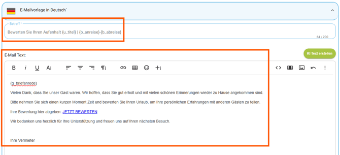 E-Mailvorlage - Kopiervorlage Vorlage mit Link zur Bewertungsaufforderung2