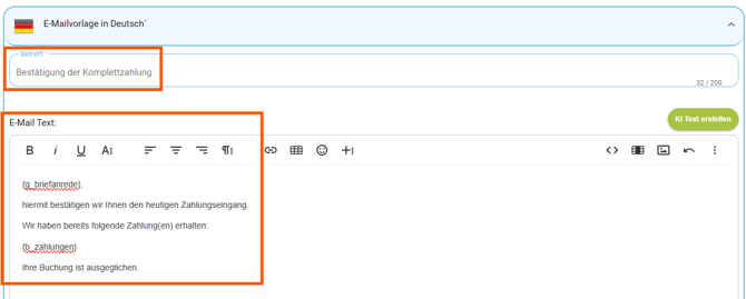 E-Mailvorlage - Kopiervorlage Zahlungseingangsbestätigung Komplettzahlung2