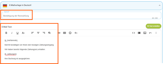 E-Mailvorlage - Kopiervorlage Zahlungseingangsbestätigung Restzahlung2