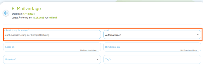 E-Mailvorlage - Kopiervorlage Zahlungserinnerung Komplettzahlung1