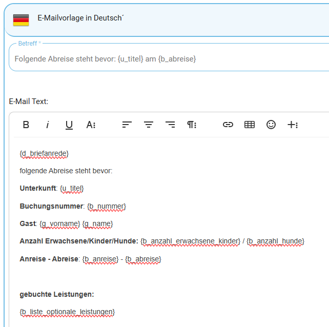 E-Mailvorlage Info über bevorstehende An-Abreise an Dienstleister2