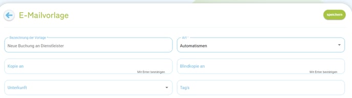 E-Mailvorlage Info über neue Buchung an Dienstleister1