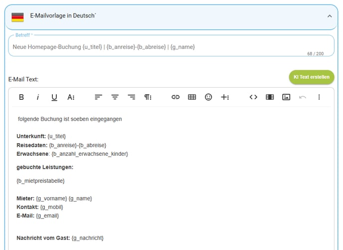E-Mailvorlage Neue Homepage-Buchung2