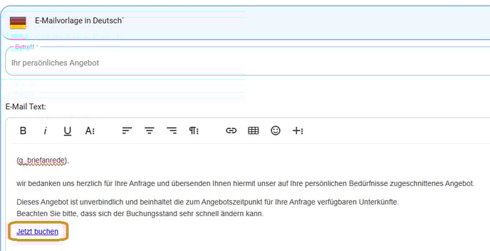 E-Mailvorlage mit Link zur Angebotsbuchung2