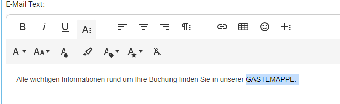 E-Mailvorlage mit Link zur Gästemappe1