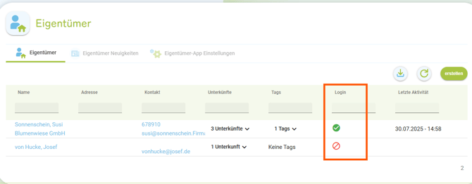Eigentümer Login sperren1