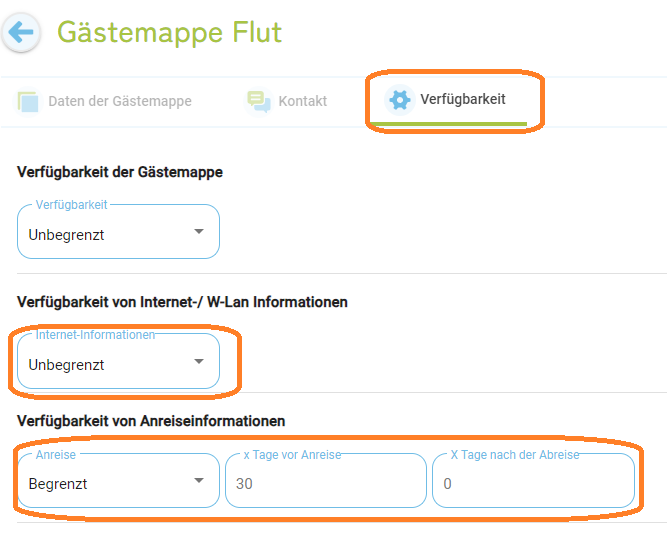 Internetzugangsdaten in der Gästemappe anzeigen1