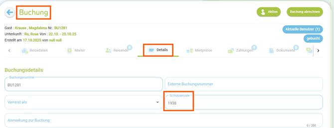 Globale Einstellungen - Buchungseinstellungen - automatischer Schlüsselcode2