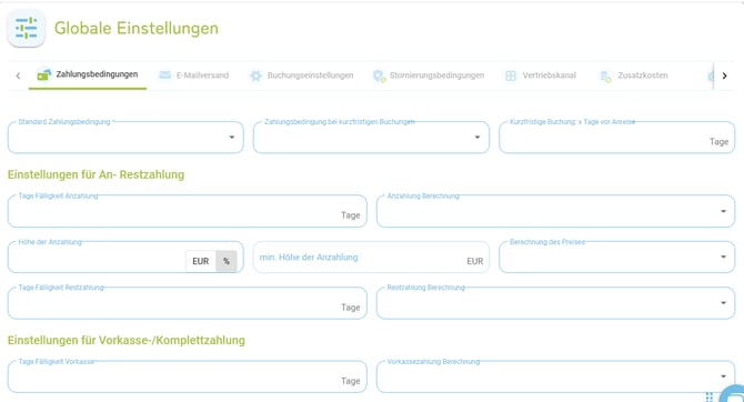 Globale Einstellungen - Zahlungsbedingungen An- & Restzahlung1