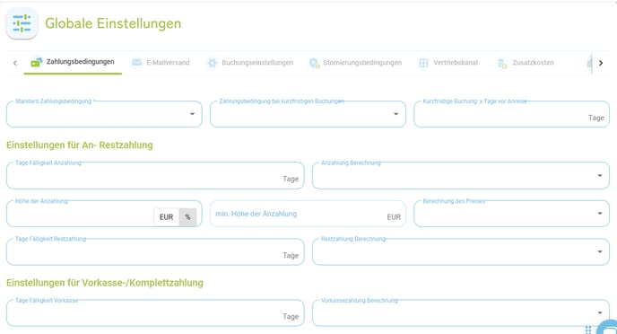 Globale Einstellungen - Zahlungsbedingungen An- & Restzahlung1
