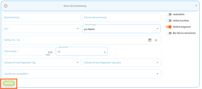 Globale Einstellungen - Zusatzkost erstellen3