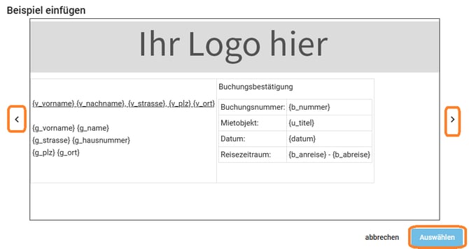 Dokumentenvorlage - Vorlagen nutzen2